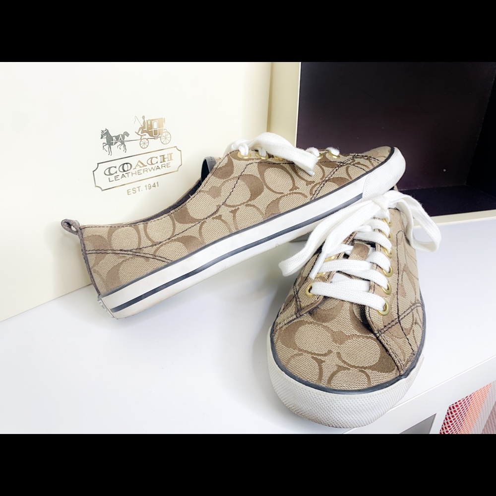 Coach Womens Khaki/Chestnut Sneakers